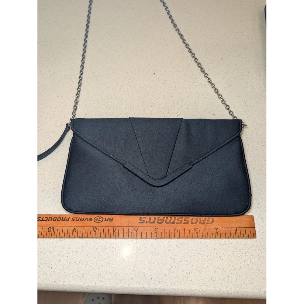 La Regale Envelope Clutch Navy Satin Convertible Crossbody Wristlet Small Chic